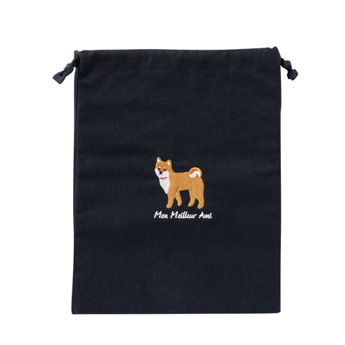 Túi Dây Rút ARTBOX Màu Đen Hình Shiba Xinh Xắn