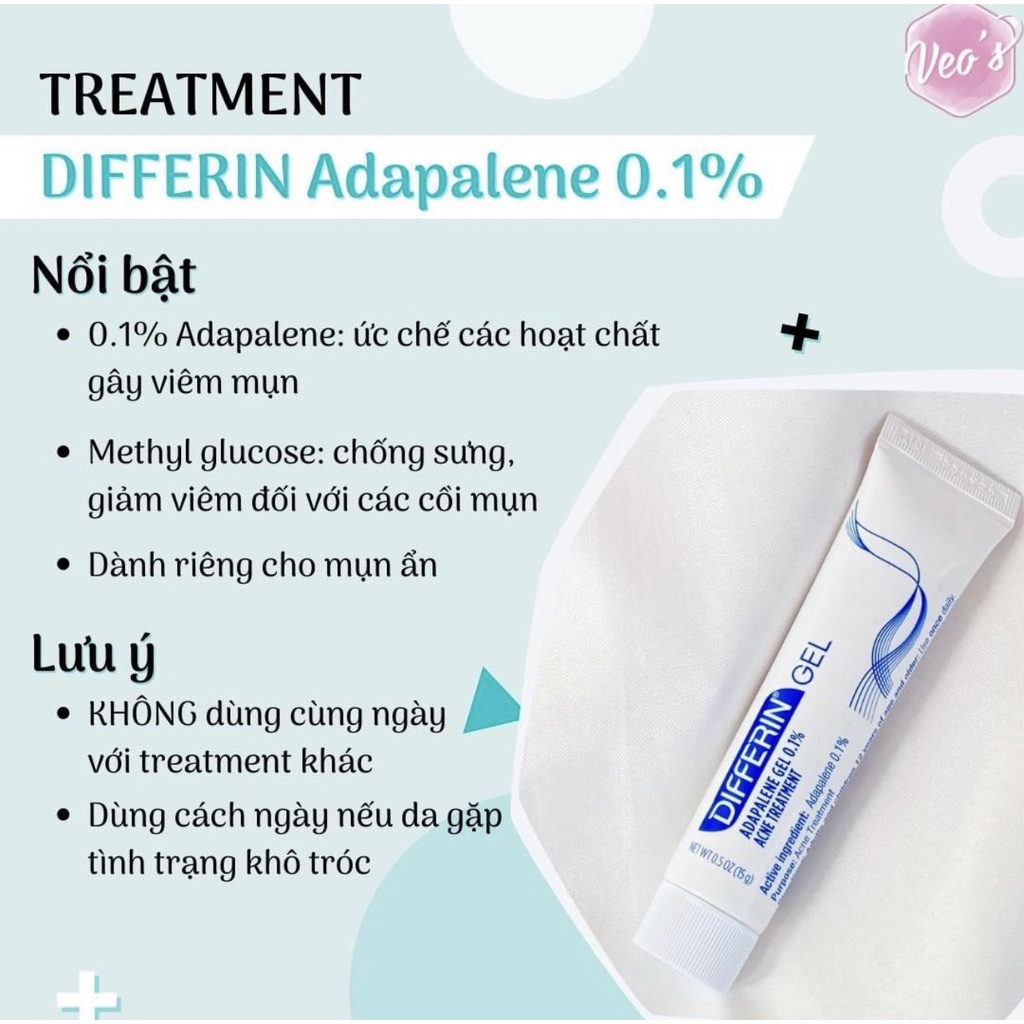 Gel giảm mụn  Adapalene Gel 0,1% Acne Treatment 15g