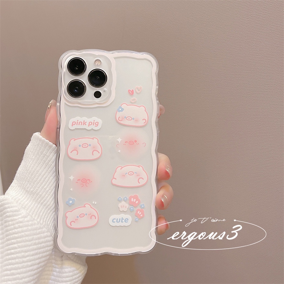 Ốp Điện Thoại In Hình Heo Hồng Cho iPhone 13 12 11 Pro Max X XR XS Max SE 2020 8 7 Plus
