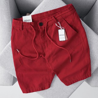 Quần Đũi Nam linen MENGO  Đỏ Đô - năng động, trẻ trung - mềm mịn, thoáng mát, thoải mái