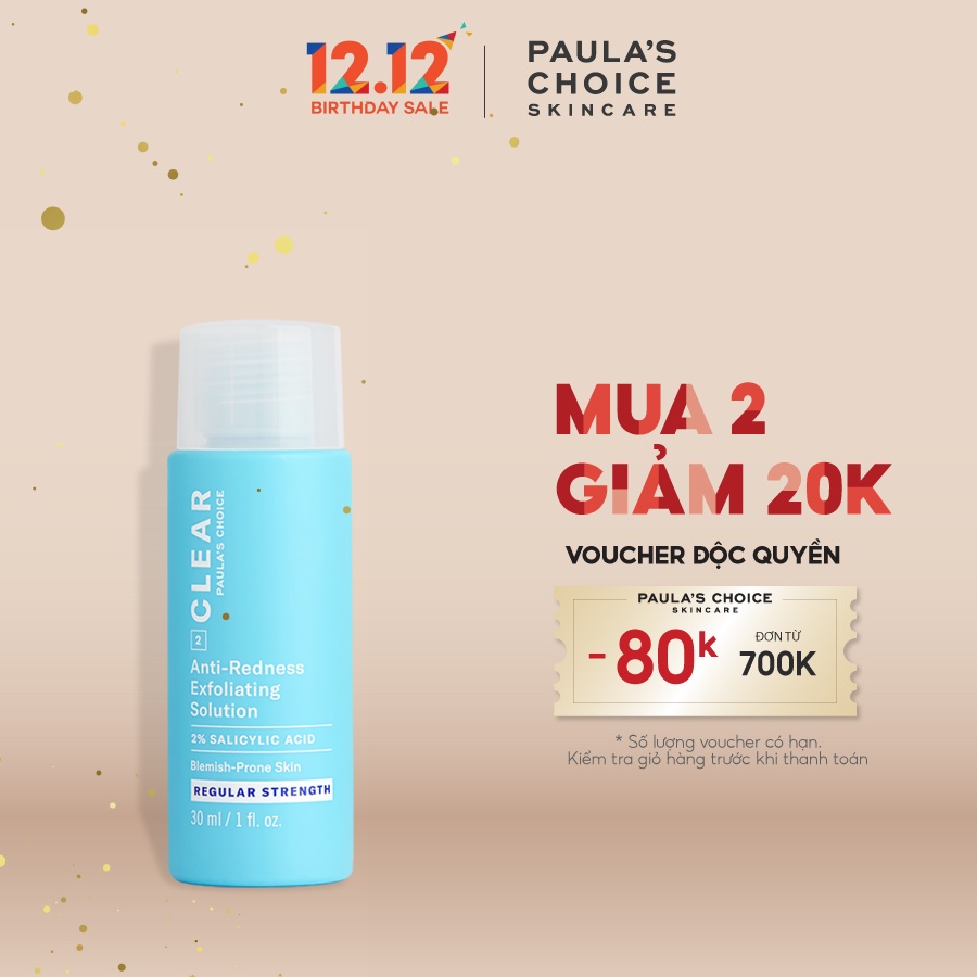 Dung dịch tẩy da chết ngừa mụn giảm sưng đỏ Paula's Choice CLEAR REGULAR STRENGTH WITH 2% SALICYLIC ACID 30 ml 6206