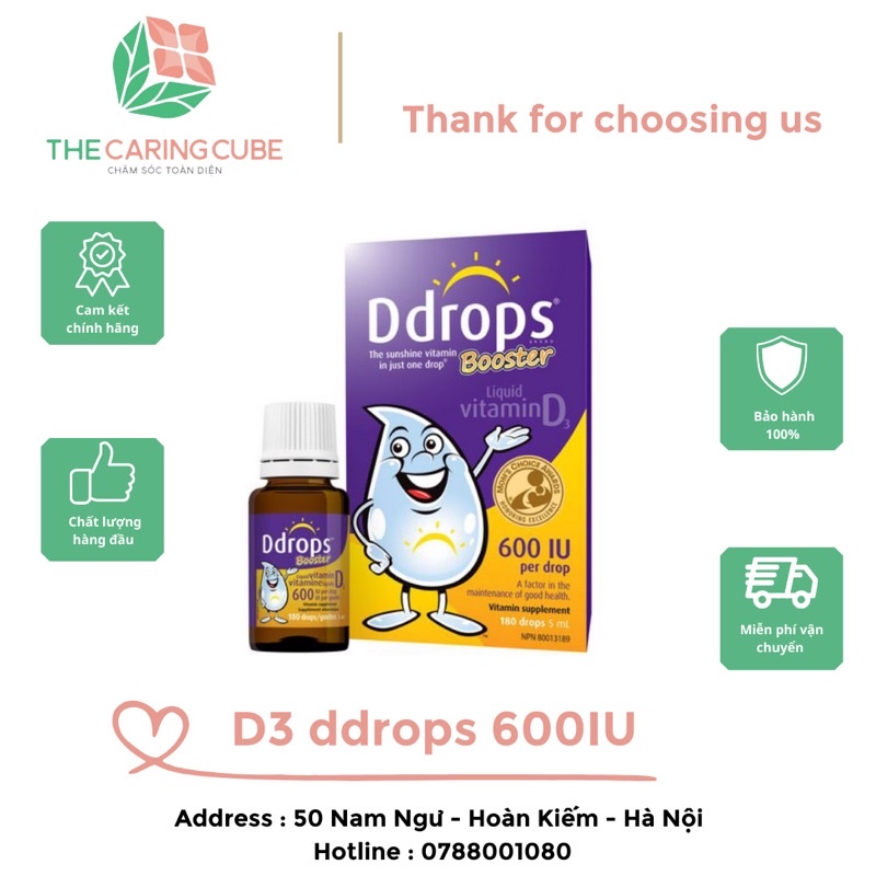 Vitamin D3 Ddrops Booster 600 IU cho bé từ 1 tuổi