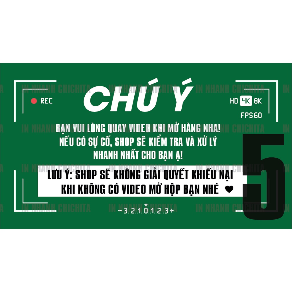 Tem Dán Chú Ý Quay Video Trước Khi Mở Hàng Có Keo Dính 9x5cm