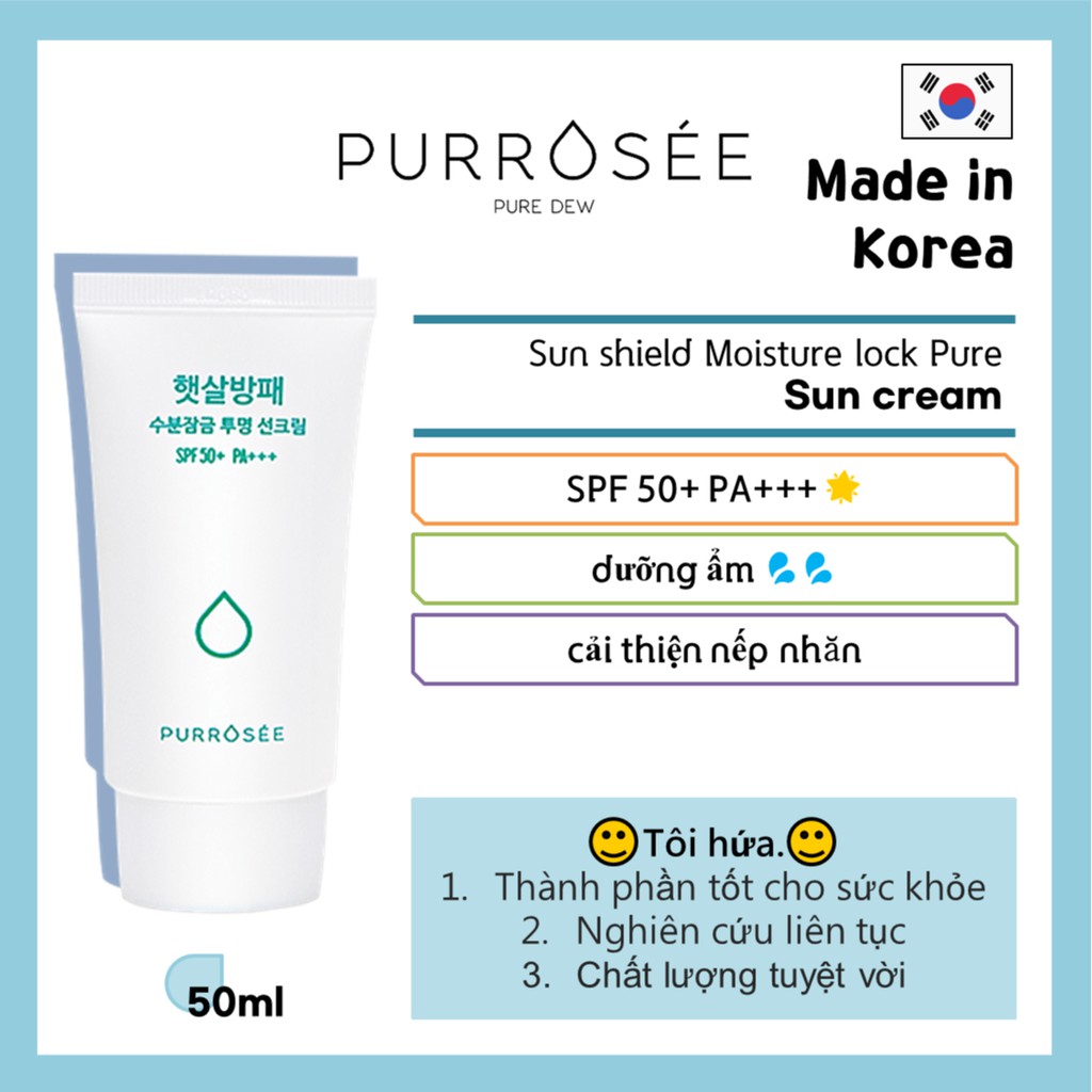 [PURROSEE] sự chặn ánh mặt trời & cung cấp nước PURE SUNCREAM 50 + Pa + + +