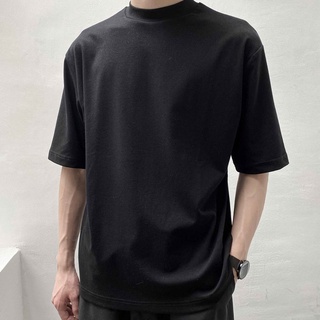 Áo thun trơn basic trắng đen ngắn tay cổ cao 3 phân nam nữ, áo t-shirts nam nữ mã ts-03