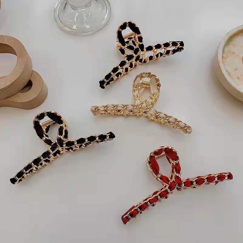 Xiaoxiangfeng Kẹp Tóc Dạng Cá Mập Bện Bằng Kim Loại Phong Cách Hàn Quốc Cho Nữ