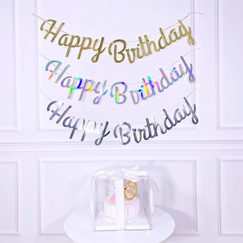 Dây chữ HPBD ép kim phản quang mừng sinh nhật chữ kiểu