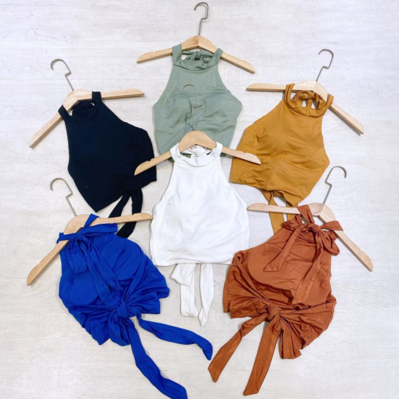 Áo Yếm Hở Lưng Có Mút Ngực Cột Dây Áo Yếm Hở Lưng Sexy Kèm Mút Đệm Ngực Buộc Dây Sau Sát Nách Màu Trắng Đen Xanh Cam Đất