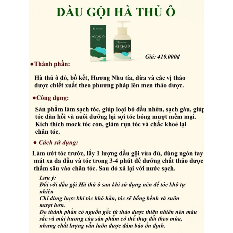 Dầu gội HÀ THỦ Ô D'VI BEAUTY