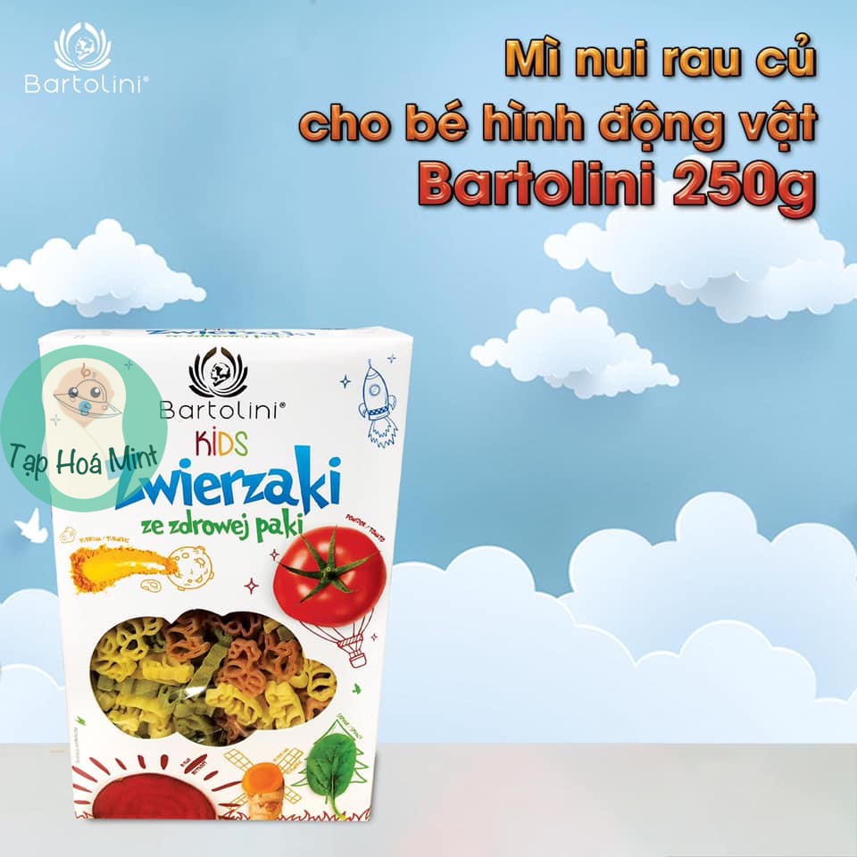 Mì nui rau củ cho bé hình động vật Bartolini 250g