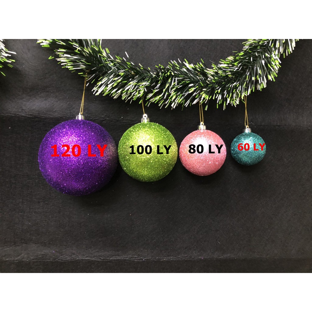 NOEL  6 TRÁI - CHÂU KIM TUYẾN TRANG TRÍ NOEL KÍCH THƯỚC 60 LY - 80 LY - 100 LY -120 LY