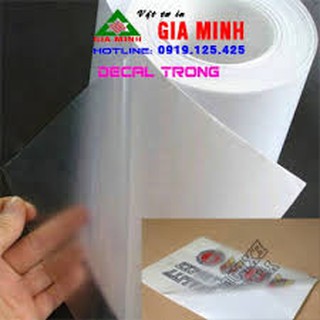 Decal PVC trong có keo - khổ A4