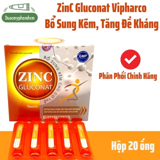 ZINC Gluconat - Bổ xung Kẽm cho cơ thể, tăng sức đề kháng, ăn ngon ngủ tốt - 4 vỉ x 5 ống