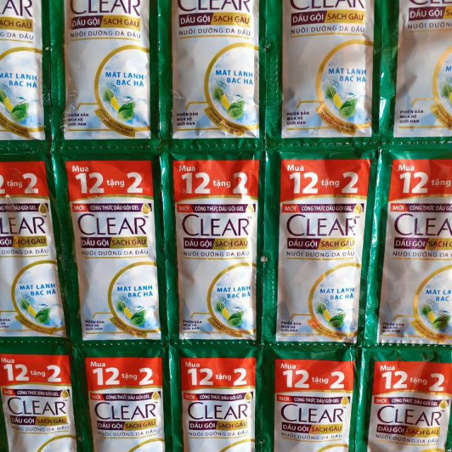 DÂY DẦU GỘI ĐẦU CLEAR MEN BEER MÁT LẠNH 14 GÓI x6G, DÂY DẦU GỘI CLEAR MÁT LẠNH BẠC HÀ 14 GÓI (14 góix6g)