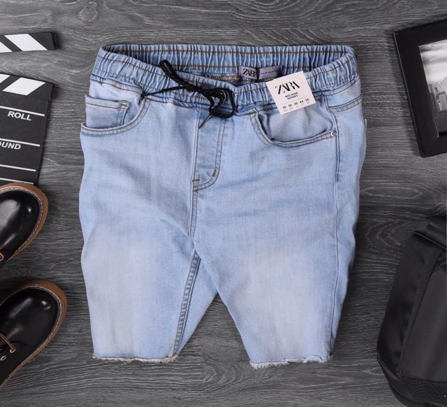 Quần Short Jean Nam | Short Jean Lưng Thun Rách - Không Rách | Slim Fit | [VNXK]