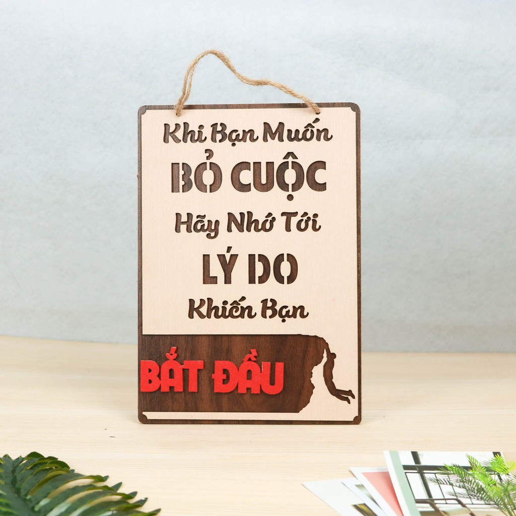 Bảng gỗ decor SLOGAN TRANG TRÍ cửa hiệu văn phòng Kèm quà tặng 17k mỗi đơn hàng Số 2