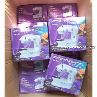 Máy may mini Sewing Machine SM-202A CMD (Trắng phối tím)