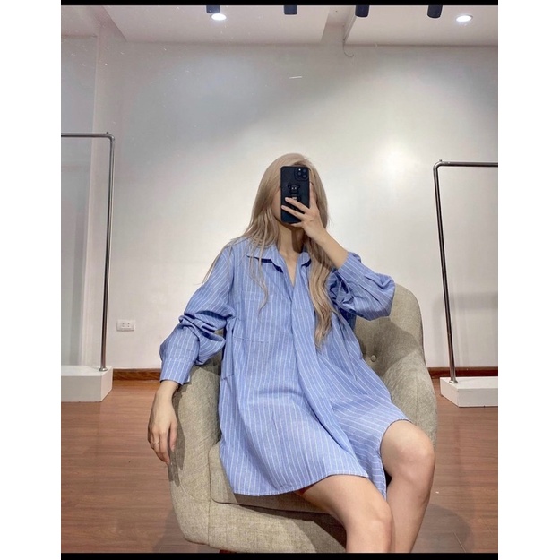 Áo sơ mi 1 túi oversize cách điệu
