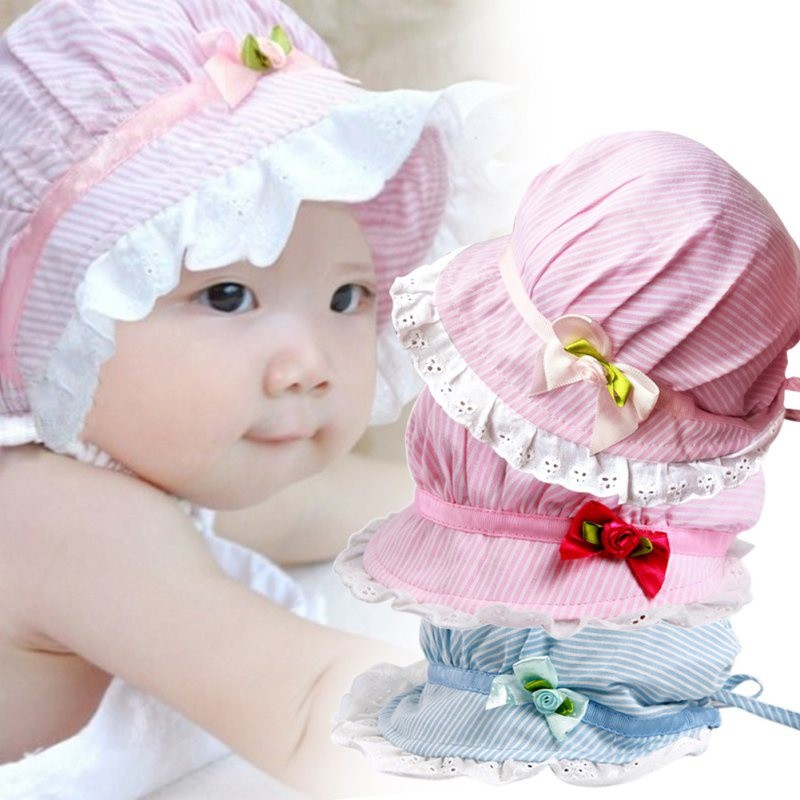 Nón vành chất liệu cotton thiết kế xinh xắn dễ thương dành cho các bé 0-12 tháng tuổi