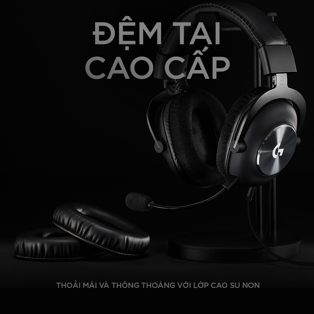 Tai nghe game Logitech G Pro X - Mic Blue Voice, âm thanh vòm, màn loa Pro-G 50mm, đệm tai cao su non