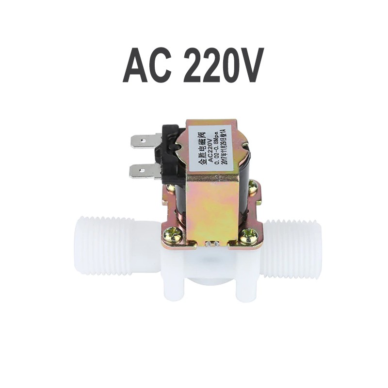 Van nước điện từ thường đóng loại 12V-TS101, bằng nhựa, ren ngoài D15-G1/2