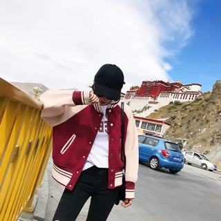 Áo khoác nỉ bóng chày Bomber đỏ- Order