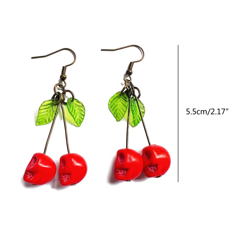 Set 2 Bông Tai Hình Trái Cherry / Trái Cherry / Đầu Lâu Thời Trang Cho Nữ