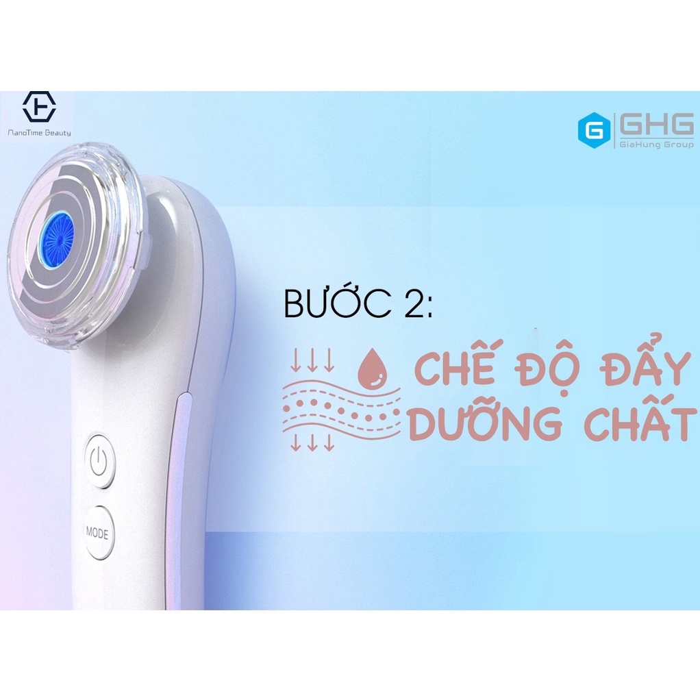 Máy đẩy tinh chất trẻ hóa da Nanotime F65I nhà HT Beauty, máy di tinh siêu âm ION, nâng cơ EMS, trẻ hóa da Photon