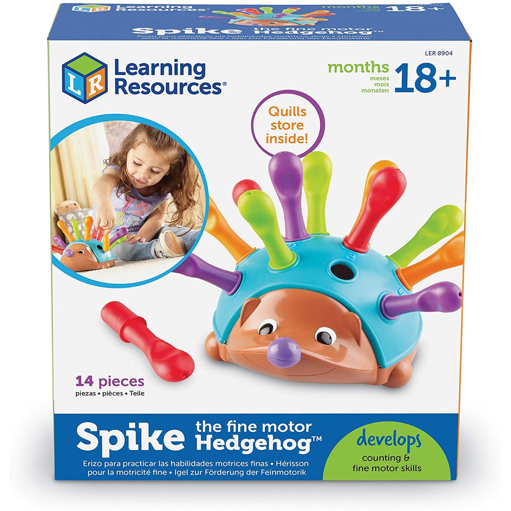 Learning Resources Spike The Fine Motor Hedgehog Đồ chơi hình dáng con nhím giúp phát triển kỹ năng vận động tinh cho bé 18 tháng