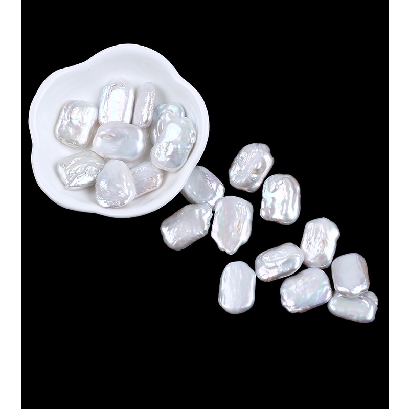 1 Hạt ngọc trai trắng hình vuông 15-16mm không lỗ dùng làm trang sức