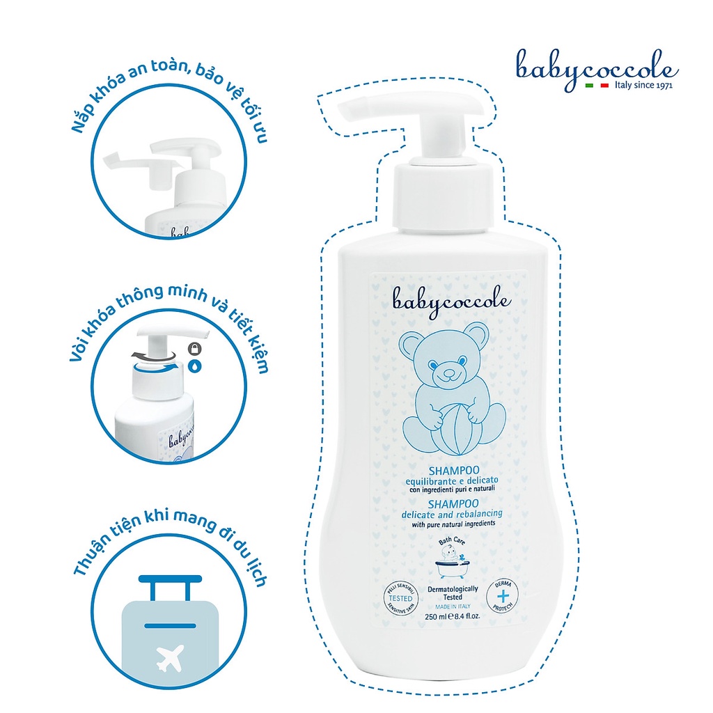 Dầu gội chiết xuất hoa sen Babycoccole 250ml 0M+
