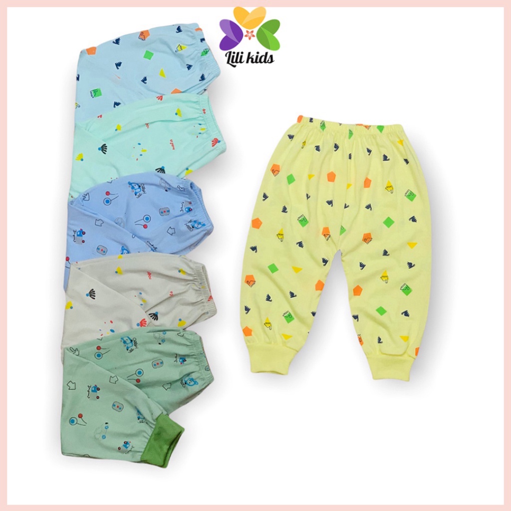 Quần Dài,Quần Chục Cotton Bo Gấu Cạp Thường Họa Tiết Nhỏ Xinh Cho Bé Trai Bé Gái