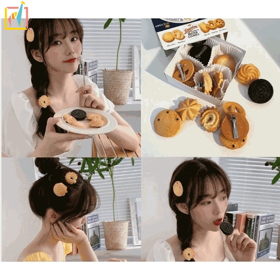 Dễ Thương Kẹp Tóc Hình Bánh Quy Màu Cam Sáng Tạo Cho Bé Gái