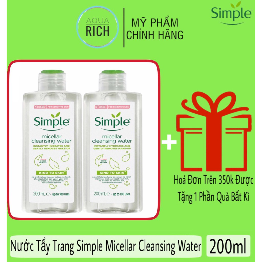 Nước Tẩy Trang SIMPLE Cleansing Water Kind To Skin 200ML