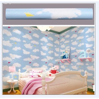 Cuộn 5M PVC giấy dán tường (có sẵn keo dán) – 3D TRỜI XANH MÂY TRẮNG YJ246