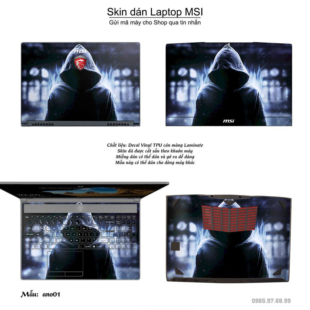 Skin dán Laptop MSI in hình Anonymous (inbox mã máy cho Shop)