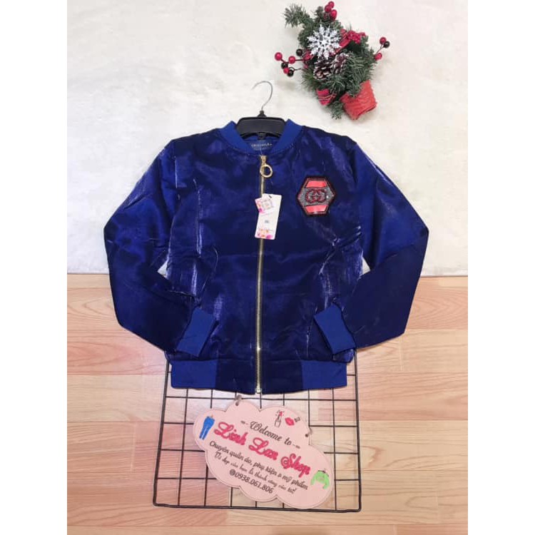 Áo khoác dù nữ đính đá có túi trong hàng cao cấp