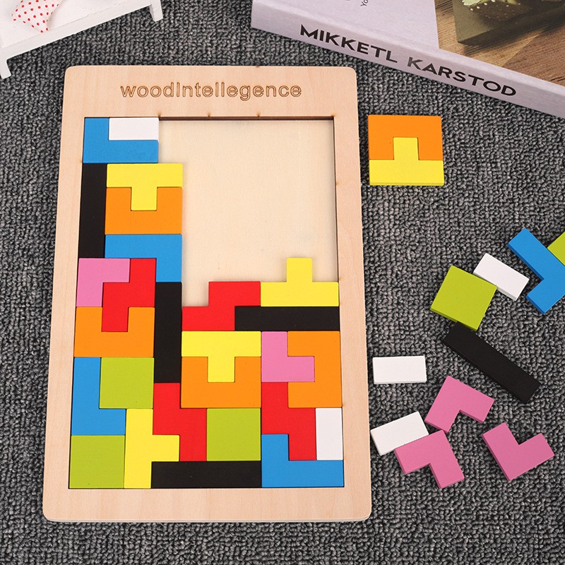 Bộ xếp gạch tetris đồ chơi ghép hình gỗ bộ xếp hình tetris phát triển tư duy