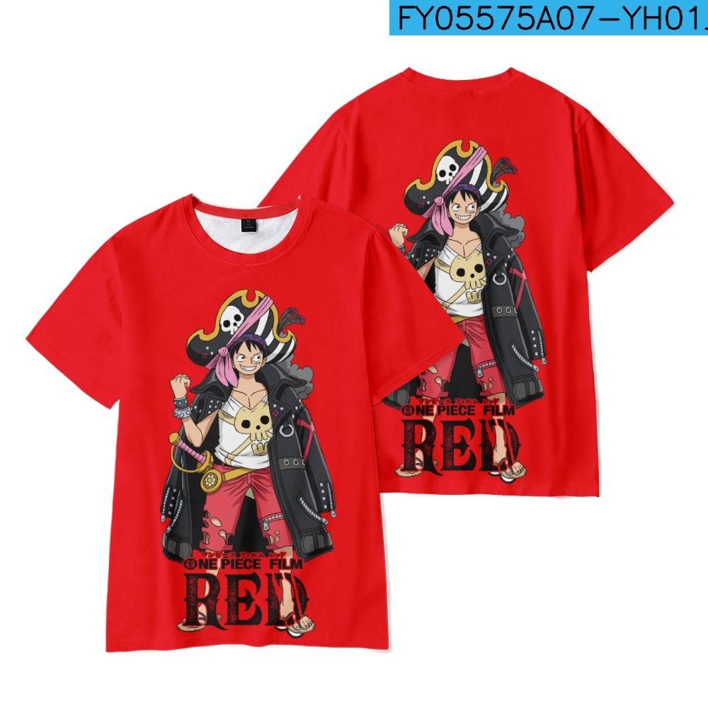 Hobby Anime ONE PIECE Áo Thun Tay Ngắn Dáng Rộng Màu Đỏ Hóa Trang Nhân Vật Luffy Uta Shanks