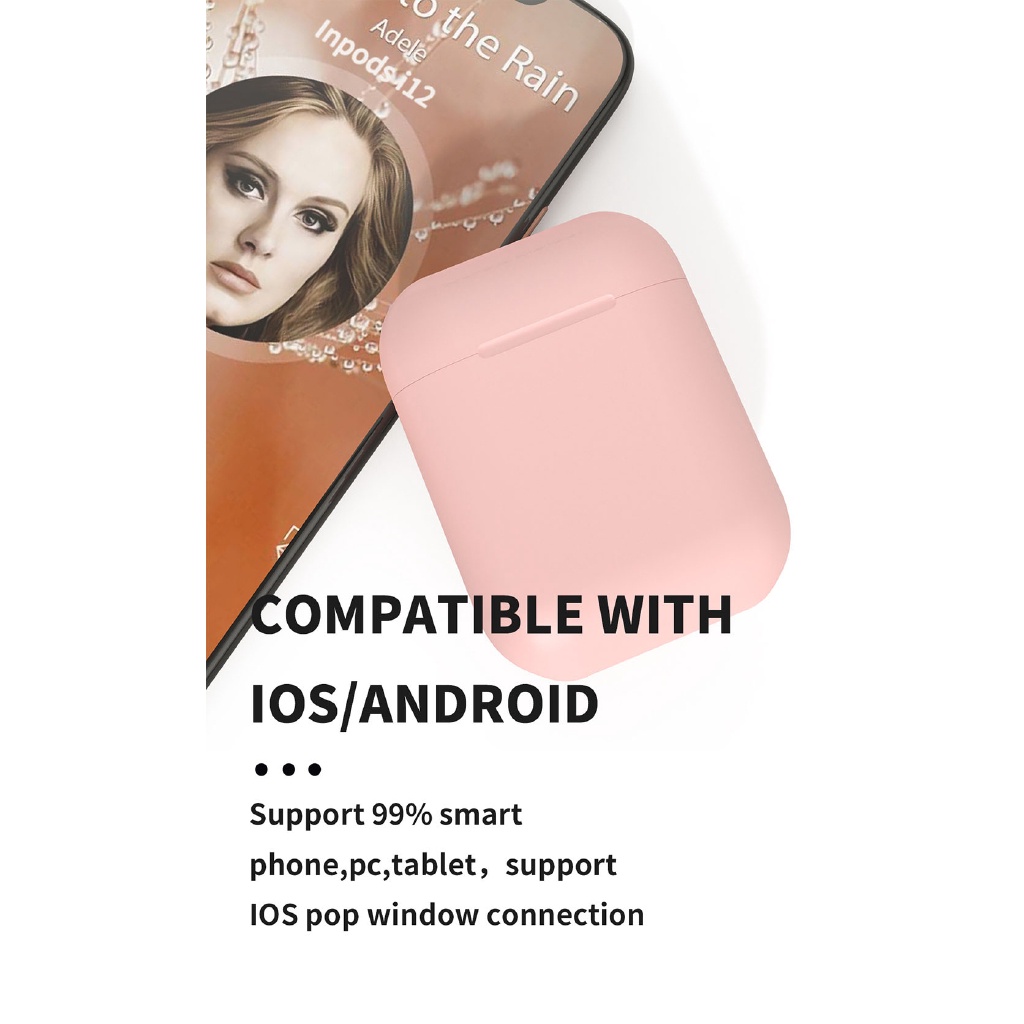 Tai Nghe Nhét Tai Bluetooth 5.0 Không Dây Âm Thanh Siêu Trầm Macaron inpods12 i12