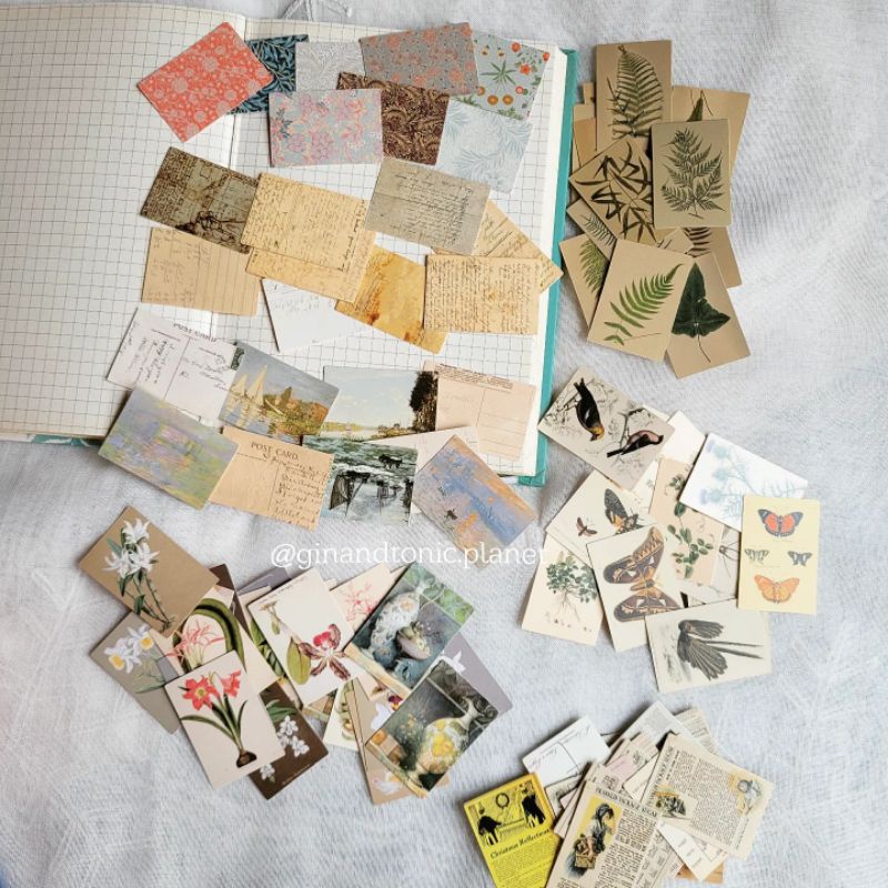 Thẻ trang trí in 2 mặt chủ đề vintage dùng trang trí bullet journal - ginandtonic