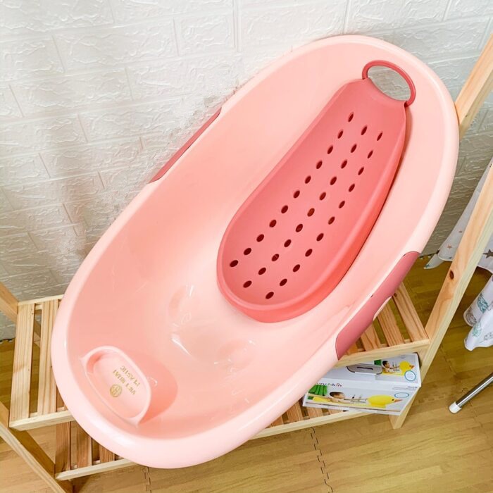 Chậu tắm cho bé hình Elip Việt Nhật Plastic có bệ ngồi an toàn