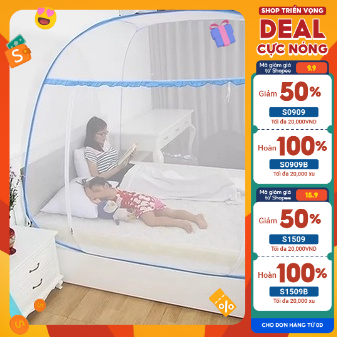 Màn chụp tự bung đỉnh rộng Mùng tự bung đỉnh rộng gia đình 1m6, 1m8, 2m2, 1m2 Cao Cấp
