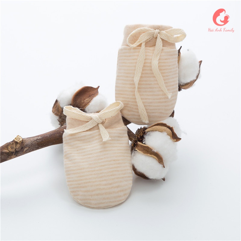 Bao tay giữ ấm cho bé, cotton hữu cơ, có dây buộc