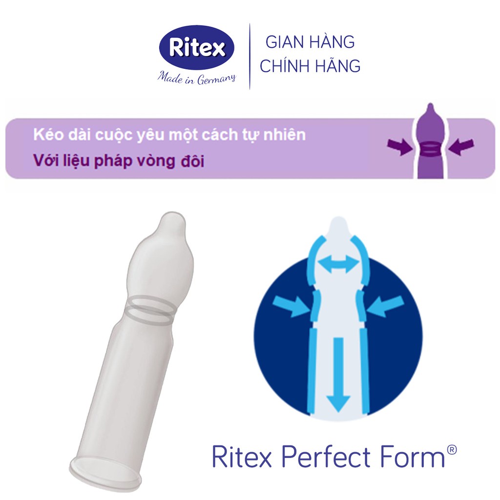 Bao cao su Ritex  kéo dài thời gian hộp 3 bao - Hàng nhập khẩu chính hãng