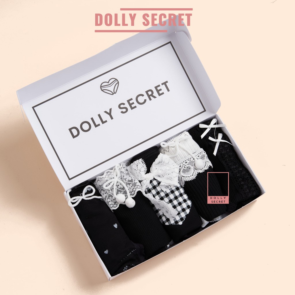 Quần Lót Len Tăm Sợi Tre Màu Đen Họa Tiết Ren Nơ Đáng Yêu Dễ Thương Cao Cấp DOLLY SECRET QL048 | BigBuy360 - bigbuy360.vn
