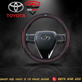 Bọc vô lăng cao cấp logo toyota- màu đen chỉ xanh