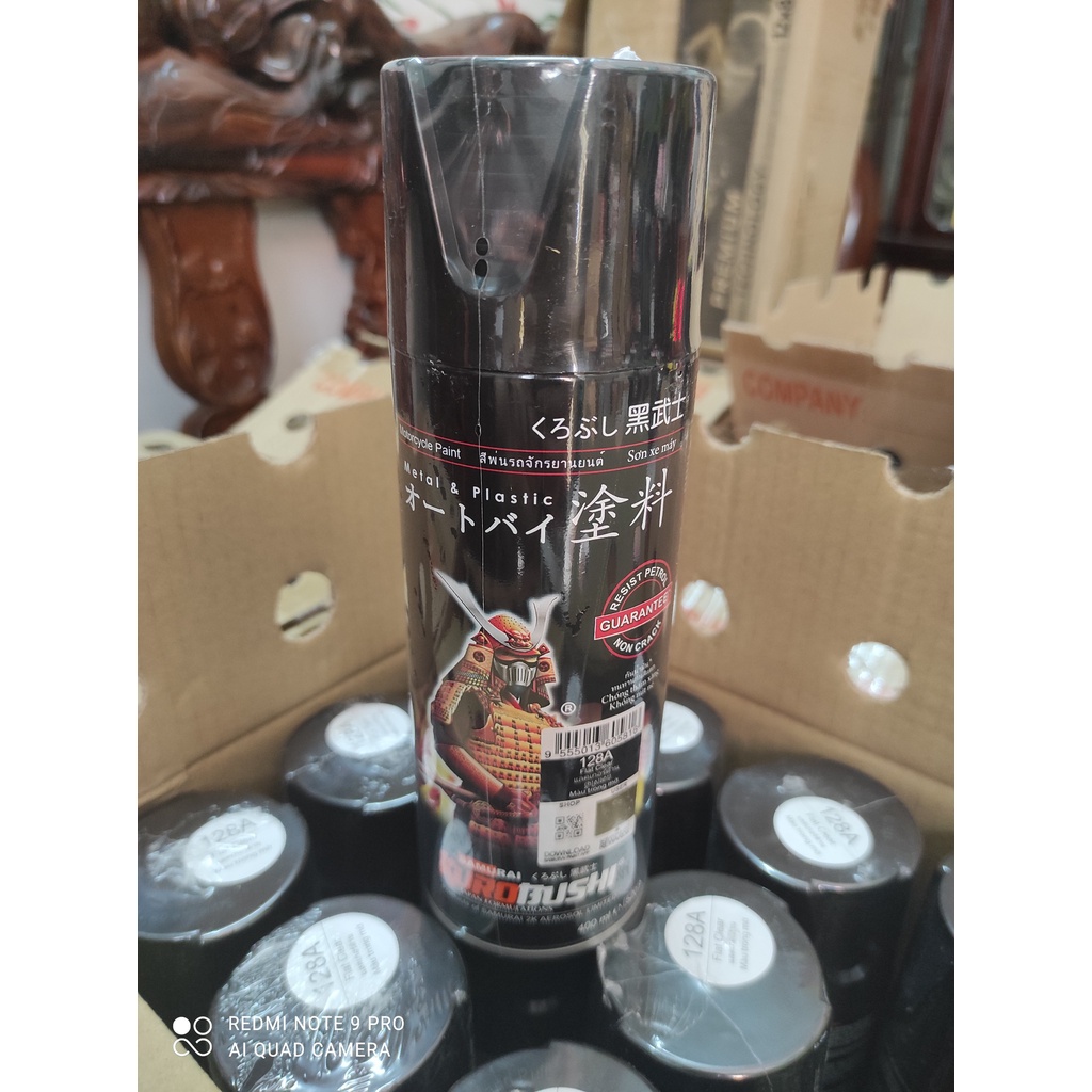Chai sơn xịt Samurai keo bóng nhám mờ , BẢO VỆ MÀU LỚP SƠN 128A chuyên sơn phủ nhám xe máy ô tô 400ml