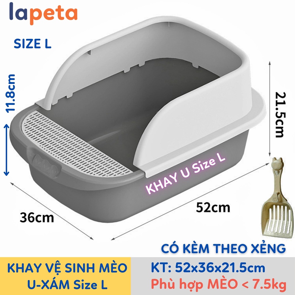 Khay vệ sinh cho mèo cỡ lớn to vừa size M L chậu thành cao lapeta