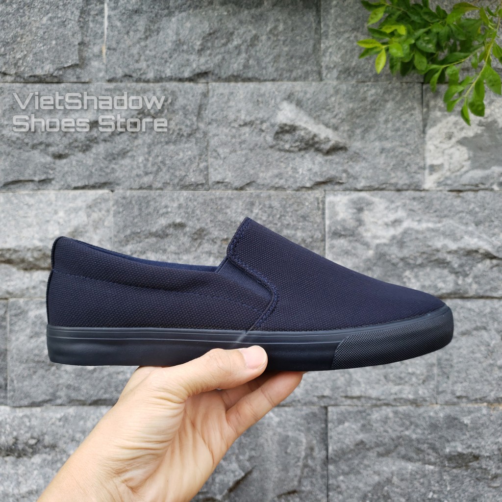 Slip on nam - Giày lười vải nam LEYO - Chất liệu vải polyester màu (đen) full và (xanh) than full - Mã SP A7522